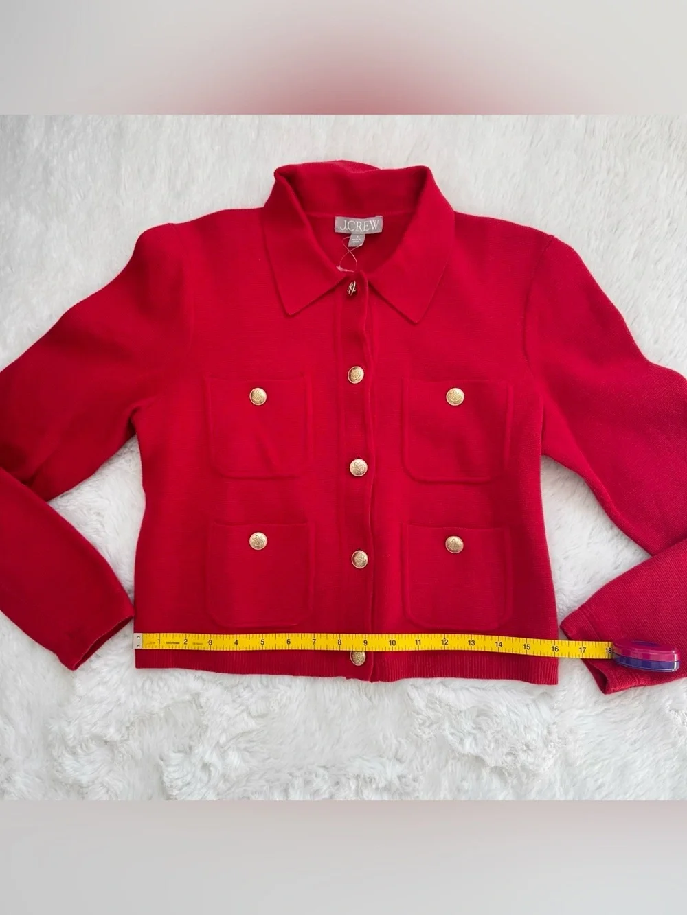 J. Crew Women's Red Patchpocket Button-Up